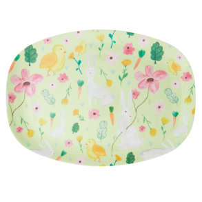 Rice stor rektangulr melamin tallerken, Easter Print, Grn