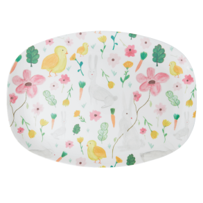 Rice stor rektangulr melamin tallerken, Easter Print, Hvid