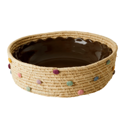 Rice Stor Rund Raffia Kurv, Natural