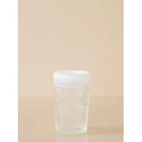 Rice vandglas med dekoration, klar/hvid