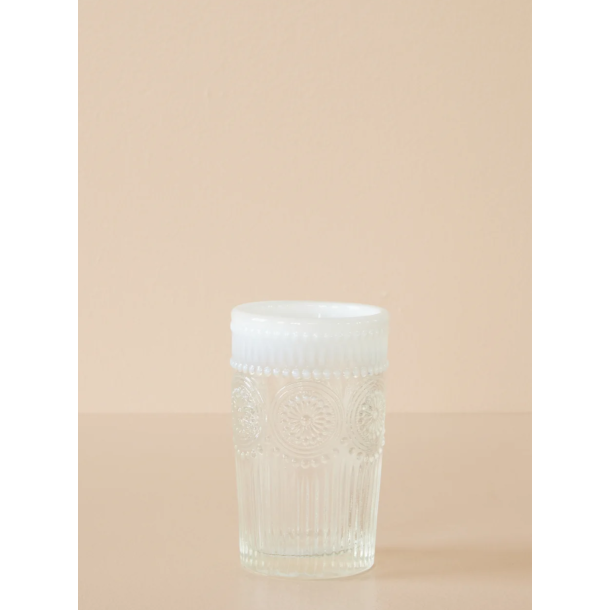 Rice vandglas med dekoration, klar/hvid