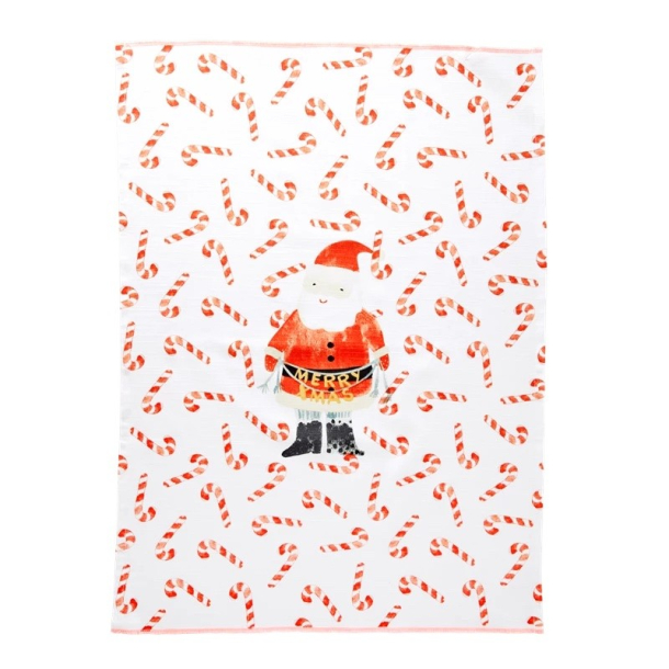 Rice Viskestykke - Hvid - Santa Print
