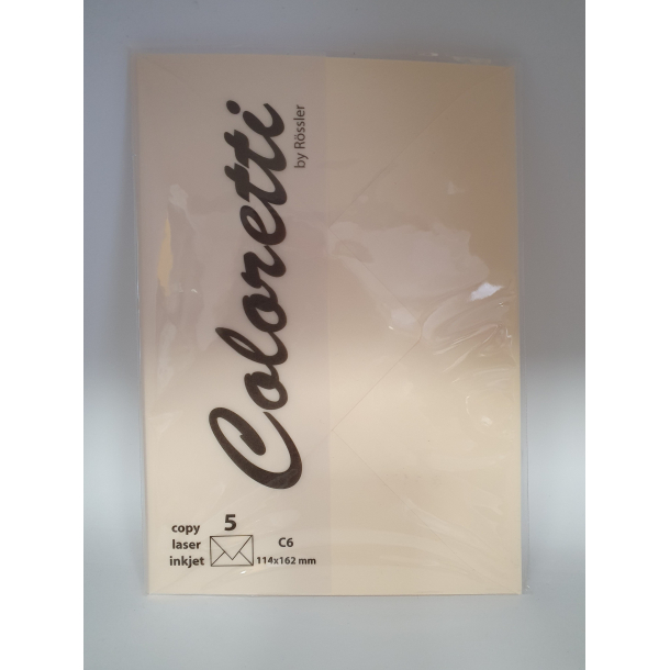 R&ouml;ssler Coloretti kuverter, 5 stk., C6, creme