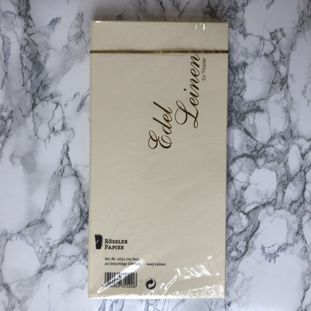 R&ouml;ssler Edel Leinen kuverter, 20 stk., M65, linen, Ivory