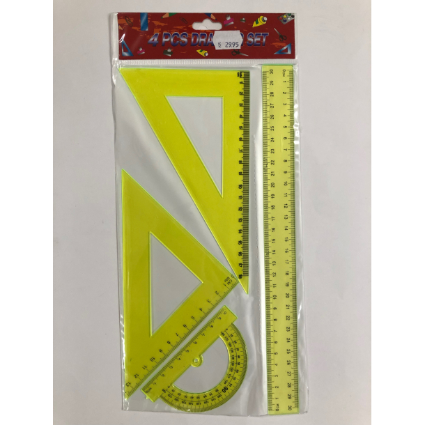 St med 4 linealer - neongul