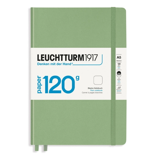 Leuchtturm1917 Notesbog, Medium Hardcover, 203 sider, Sage, Blank, 120 g papir