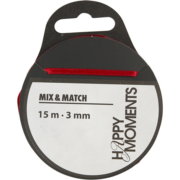 Satinbnd, 3 mm, vinrd, 15 m