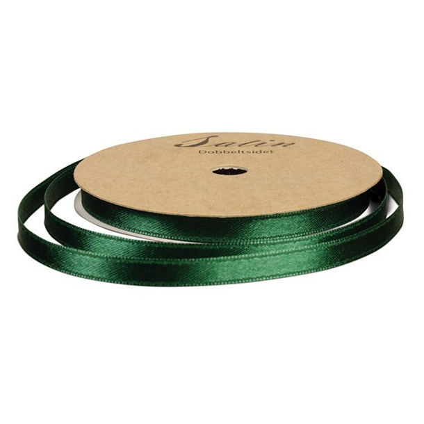 Satinbnd, B: 10 mm, mrk grn, 10 m