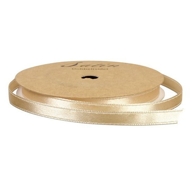 Satinbnd, B: 3 mm, creme, rulle 10 m. 
