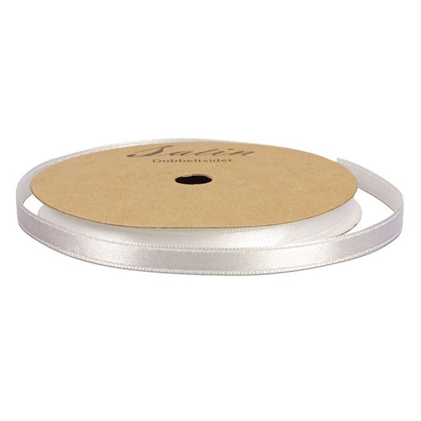 Satinbnd, B: 6 mm, hvid, 10 m