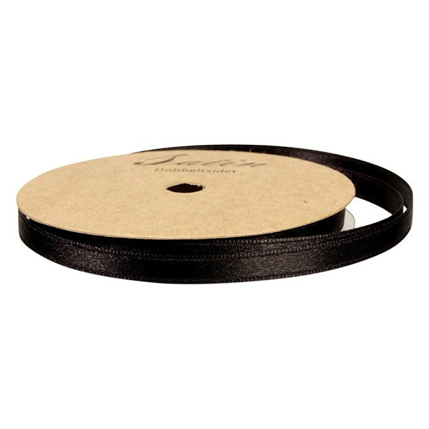 Satinbnd, B: 6 mm, sort, 10 m