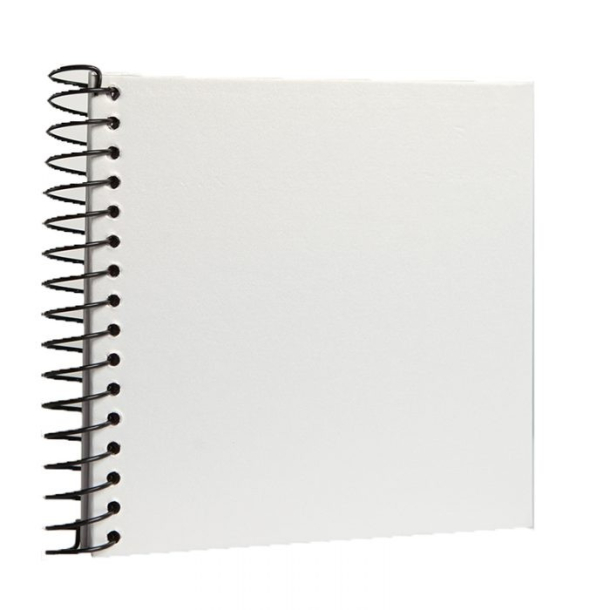 Scrapbog m. spiral ryg, 20 sider, 20x20 cm, hvid