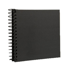 Scrapbog m. spiral ryg, 20 sider, 20x20 cm, sort med hvide sider