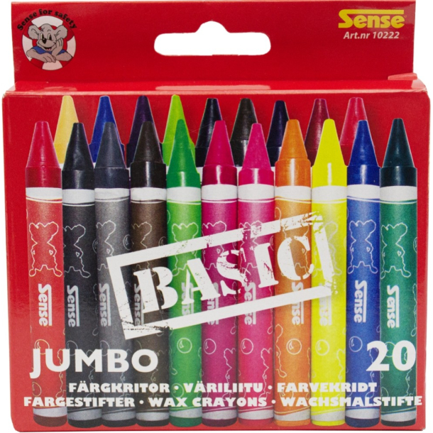 Sense Jumbo Farvekridt, 20 stk., basic