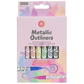 Sense Outliner Metallic Tuscher, 6 stk.