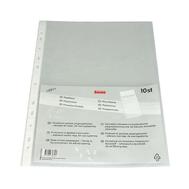Sense Plastlommer A4, ben top, 10 stk. 