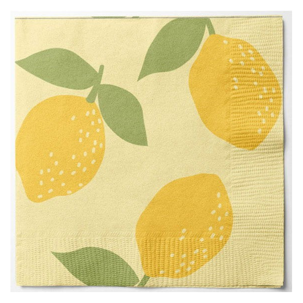 Serviet, 33 x 33 cm, 20 stk., Citroner