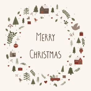 Serviet, m/julemotiver Merry Christmas 