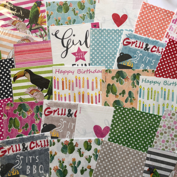 Servietter, assorteret med 20 stk. 