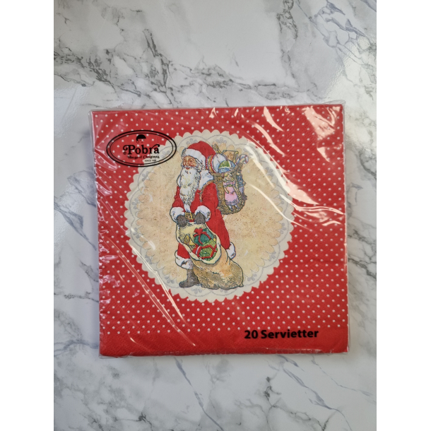 Servietter, julemand med gaver, 20 stk. 