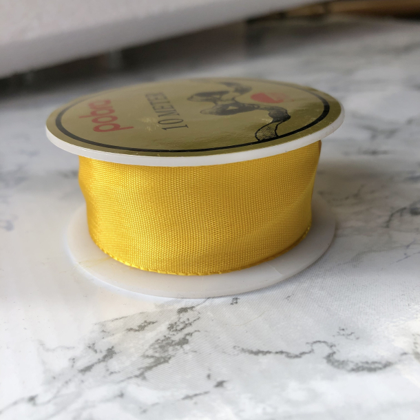 Silkebnd, 25mm, Gul, 10m