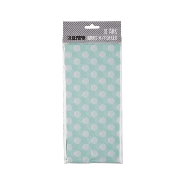 Silkepapir turkis m. prikker