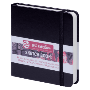 Sketch- og notesbog, 12x12cm, Sort
