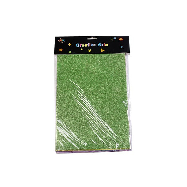 Skumplader A4 m. glimmer, 10 stk. ass. farver