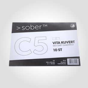 Sober Kuvert C5, 10 stk