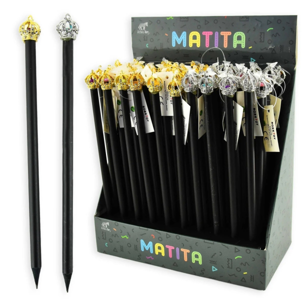 Sort blyant m. diamant og krone p toppen