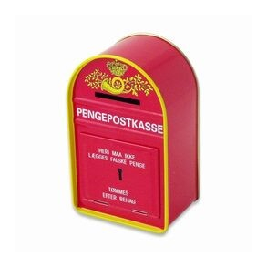 Spareb�sse, postkasse,r�d, 7x11 cm
