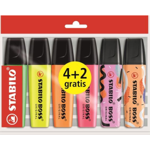 Stabilo Boss overstregningstuscher, 6 stk.