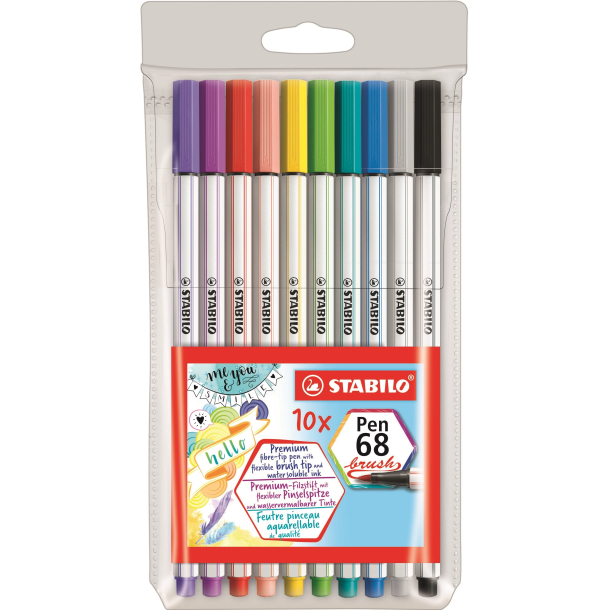 Stabilo Pen 68 Brush, 10 stk.