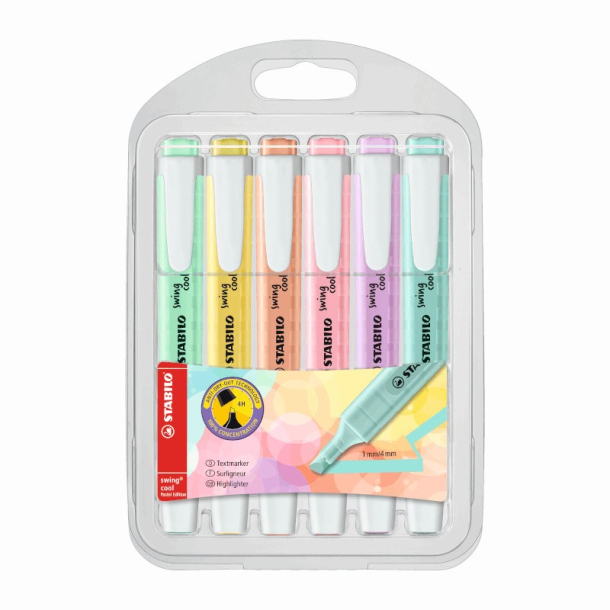 Stabilo Swing Cool overstregningstucsher, pastel, 6 stk. 