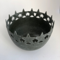 Stage til lys m. stjernemnster, mrk zink, 8cm