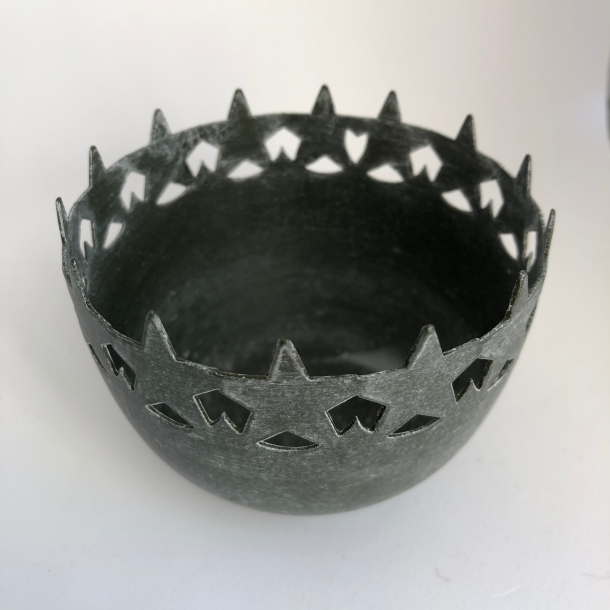 Stage til lys m. stjernemnster, mrk zink, 8cm