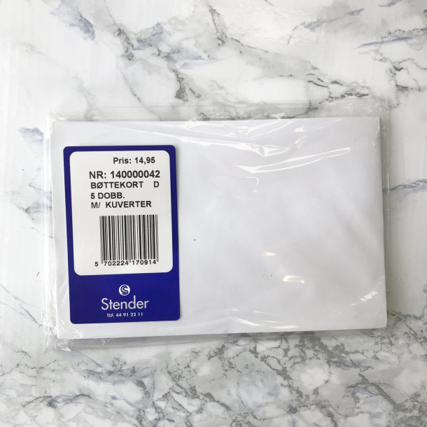 Stender Bttekort, 5 dobbeltekort med kuverter, 8,5 x 13,5 cm