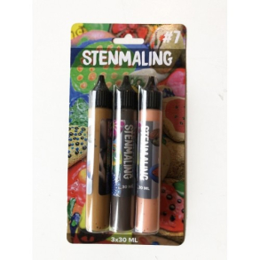 Stenmaling, 3x30 ml, beige-mrkebrun-hud