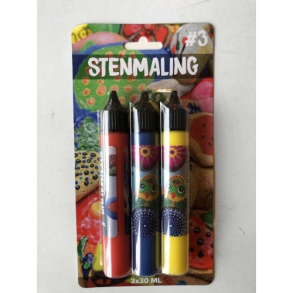 Stenmaling, 3x30 ml, rd-mrkebl-gul