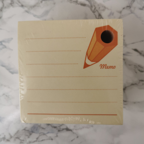 Stick'n selvklbende notesblok 75x75mm, m. striber