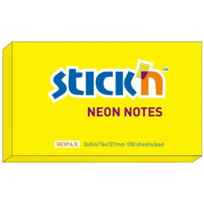 Stick'n selvklbende notesblok 76x127mm, gul