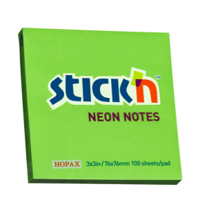 Stick'n selvklbende notesblok 76x76mm, grn