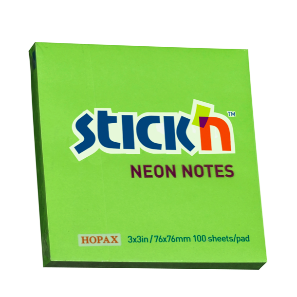 Stick'n selvklbende notesblok 76x76mm, grn