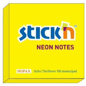 Stick'n selvklbende notesblok 76x76mm, gul