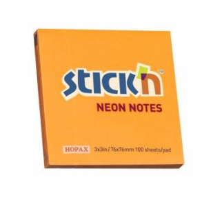 Stick'n selvklbende notesblok 76x76mm, orange