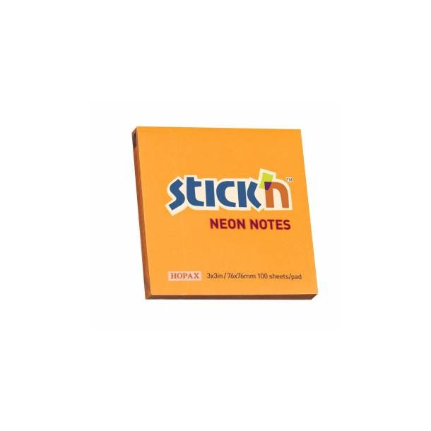 Stick'n selvklbende notesblok 76x76mm, orange