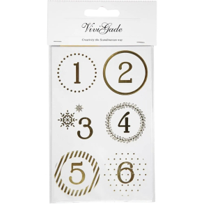 Stickers, guld cirkler, 1-24 kalendertal