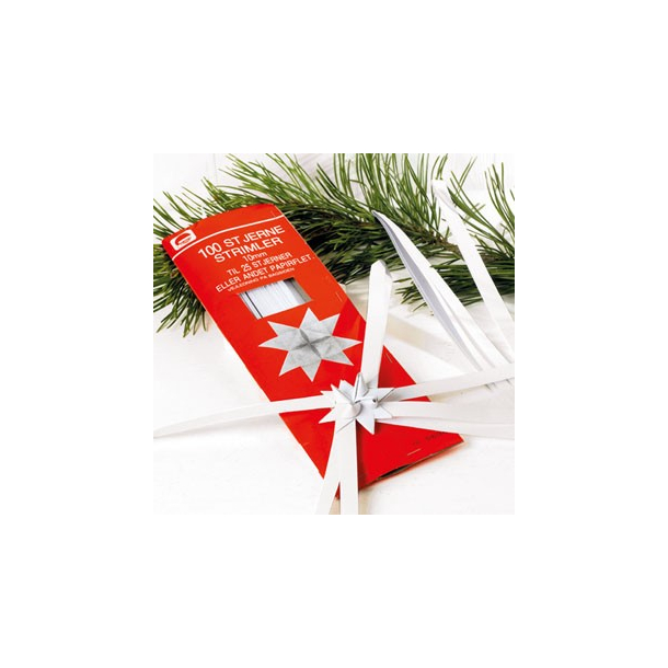 Stjernestrimler, papir, 10mm, hvide til 25 stjerner