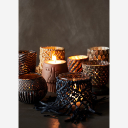 Stoneware tealight holder, brun