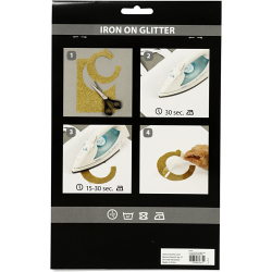 Strygestof, lys rd, glitter, 1ark